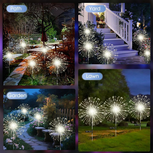 Solar Garden Lights Outdoor,Waterproof Garden, 2PC 200 LED Twinkling Firework Lights Decorative with 8 Modes,Decor for Yard Patio Pathway Lawn for Yard outside Fairy Decorative4