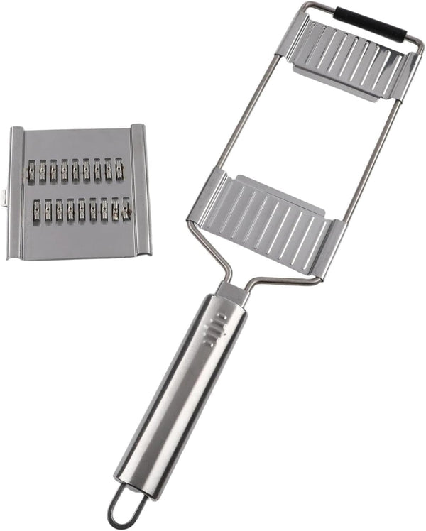3-In-1 Vegetable Slicer Set with for Stainless Steel Cheese Grater, Onion Chopper and Hand Peeler Potatoes, Garlic, Fruits - for Compact Kitchen, Silver2
