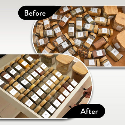 Acrylic Spice Drawer Organizer 4 PK, Expandable 13"-26" Acrylic Spice Rack for Drawer Seasoning Organizer Tray, Shelf Stackable 4-Tier Herb Jar Rack Insert for Kitchen Cabinet, Herb Jars Not Included6