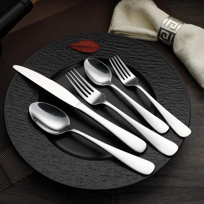 Silverware Set, Stainless Steel Flatware, Dishwasher Safe, Service for 4, 20-Piece Forks and Spoons, round Edge, Everyday Use6