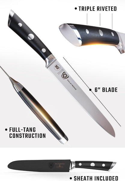 Utility Knife - 6 Inch - Gladiator Series Elite - Forged High-Carbon German Steel Kitchen Knife - Black G10 Handle - Paring Cooking Knife Gift - Chef'S Knife - Sheath - NSF Certified6