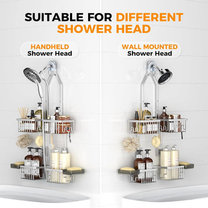 Adjustable Aluminum Shower Caddy Hanging for Handheld Showerhead, Silver5