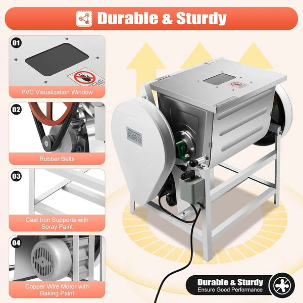 Flour-Mixing Machine,30Qt Commercial Dough Mixer Flour Mixing Machine,1500W Heavy Duty Flour Mixer Kneading Machine with 16.73" X 13.18" X 13.77" Bowl for School Bakery Restaurant2