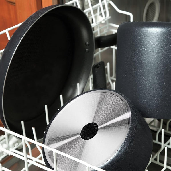 Initiatives Nonstick Cookware Set 18 Piece, Oven Broiler Safe 350F, Kitchen Cooking Set W/Fry Pans, Saucepans, Stockpots, Skillet, Spoons, Lids Pots and Pans Set Non Stick Dishwasher Safe Black8