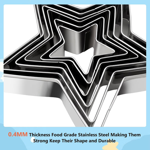Star Cookie Cutter Set 6Pcs Star Shaped Mold Metal Cookie Cutters Sandwiches Cutter Shapes Biscuit Mold for Kids Holiday Birthday Party5