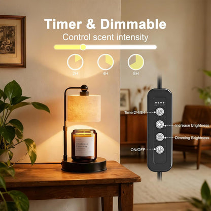 Candle Warmer Lamp with Timer, Best House Warming Gift, Height Adjustable & Dimmable Electric Candle Warmer Lamp, Includes 2 Bulbs, Birthday Gift for Women, Mom, Housewarming - Flaxen3