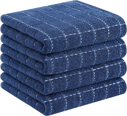 100% Cotton Terry Kitchen Towels, 4 Pack, Navy Blue1