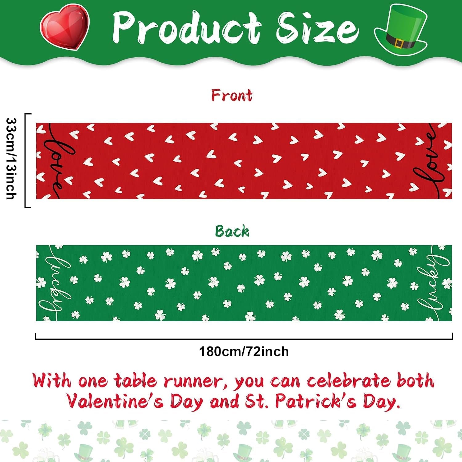 st-patricks-day-linen-table-runner-valentines-day-table-runner-red-love-and-green-lucky-shamrock-tables-decoration-for-dinning-kitchen-home-party-decoration-supplies-13-x-72inch