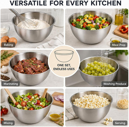 Stainless Steel Mixing Bowls Set,3 Pcs Meal Prep & Food Storage7