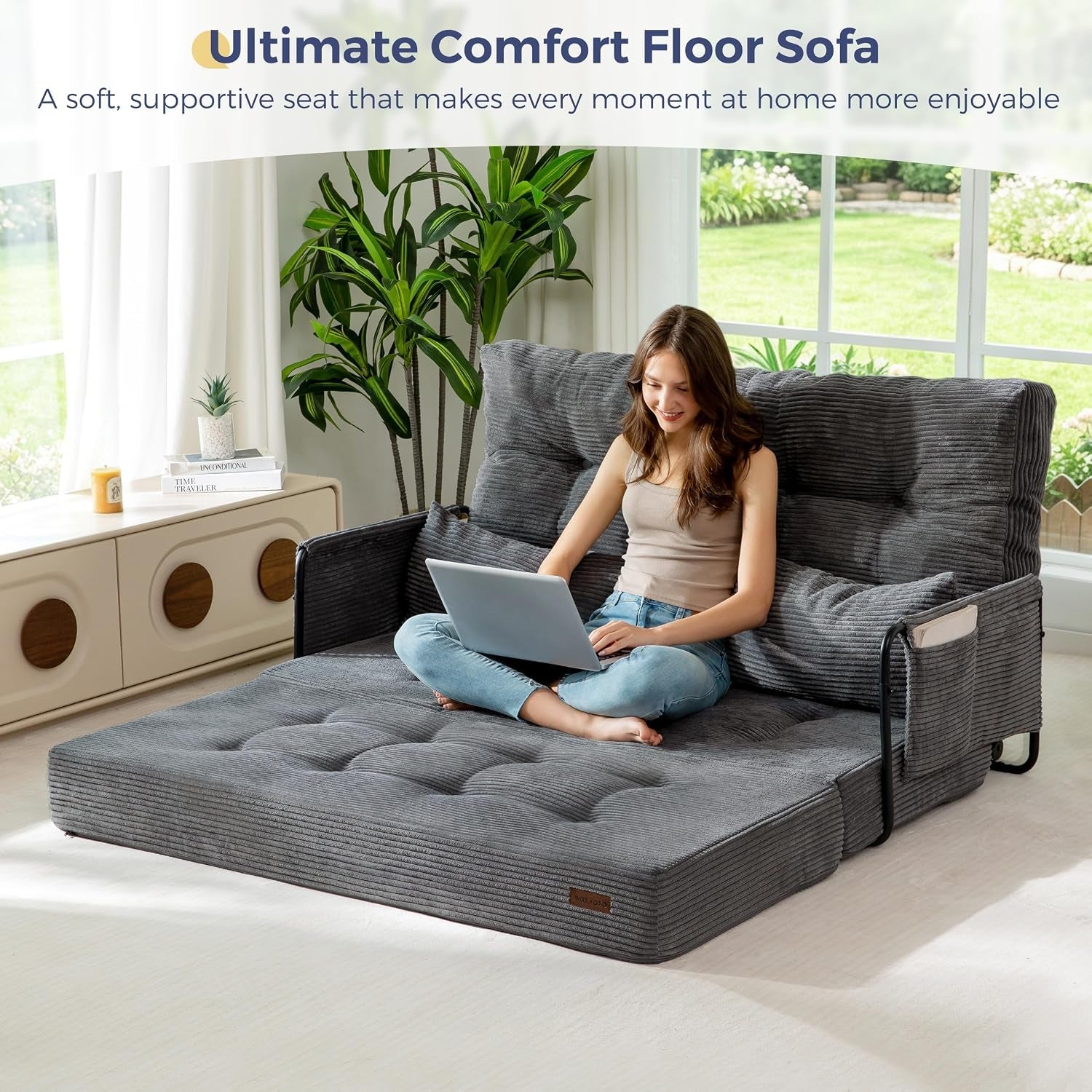 adjustable-folding-sofa-bed-couch-with-2-pillows-dark-grey