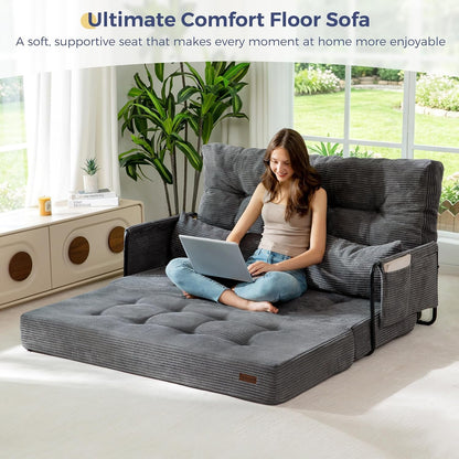 Adjustable Folding Sofa Bed Couch with 2 Pillows, Dark Grey3