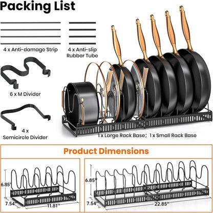Expandable Pot Pan Lid Organizers inside Cabinet, 10 Divider-Black6