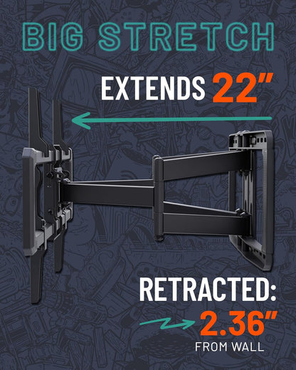 Maxmotion TV Wall Mount for Large Tvs 42" to 90" - Full Motion Has Smooth Swivel, Tilt, & Extension - Universal Design Works with Samsung, Vizio & More - Includes Hardware & Drill Template4