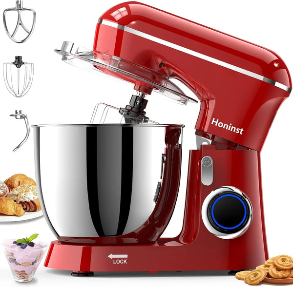 Stand Mixer, 6.5QT 10-Speed Tilt-Head 3-IN-1 Electric Food Mixer | Kitchen Mixer with Bowl, Dough Hook, Whisk and Beater, Household Mixer for Baking, Cake and Most Home Cooks, Dishwasher Safe1