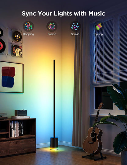 Govee Floor Lamp 2, RGBIC Smart Floor Lamp for Living Room, Bedroom | 1725Lm, Warm Cool White LED, 2200K-6500K, Compatible with Smartthings, Matter, Alexa, Music Sync, Scene Modes, Black(1 Pack)9