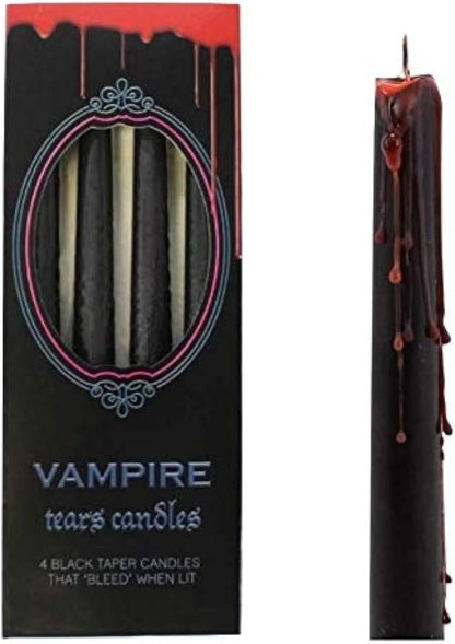 Vampire Tears Black Candles - Set of 4 Bleeding Candles - Gothic Rituals Halloween1