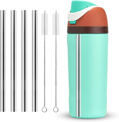 Metal Straw Replacement for Owala Kids Water Bottle 16 Oz Accessories, with 2 Straw Cleaner, Reusable Stainless Steel Straws Compatible with Owala Water Bottle - 4Pcs1
