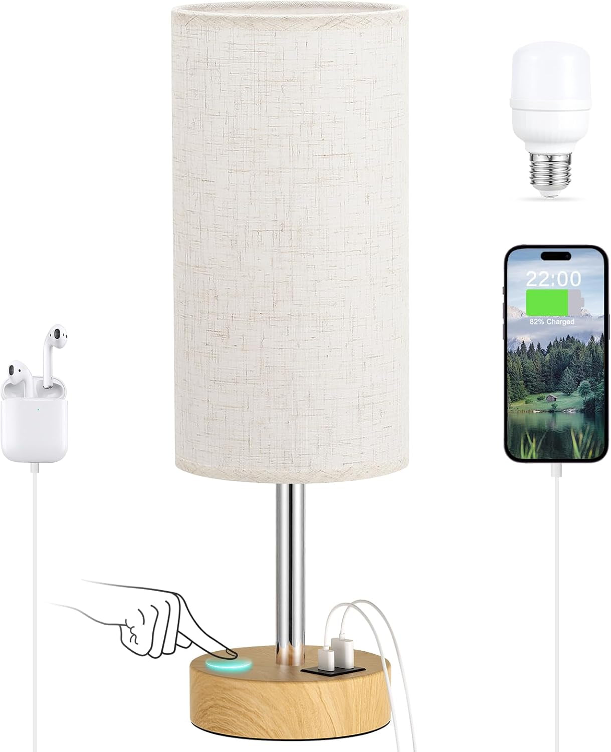bedside-table-lamp-for-bedroom-3-way-dimmable-touch-lamp-usb-a-c-led-bulb-included-14-small-nightstand-lamp-for-desk-living-room-guest-room-cream-fabric-lampshade-wood-grain-metal-base
