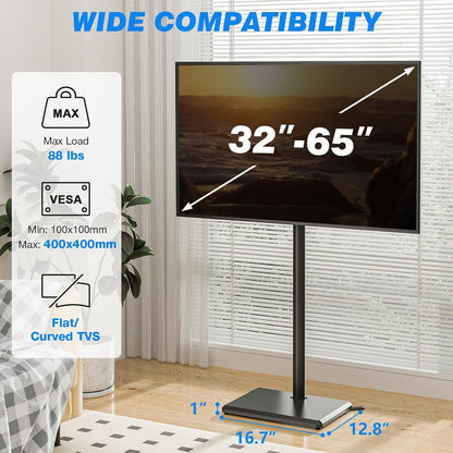 Swivel Floor TV Stand for 32-65 Inch Flat Screen Tvs | Height Adjustable Mount, Solid Wood Base, Space Saving, Holds 88Lbs, Max VESA 400X400Mm for Living Room Bedroom Corner8