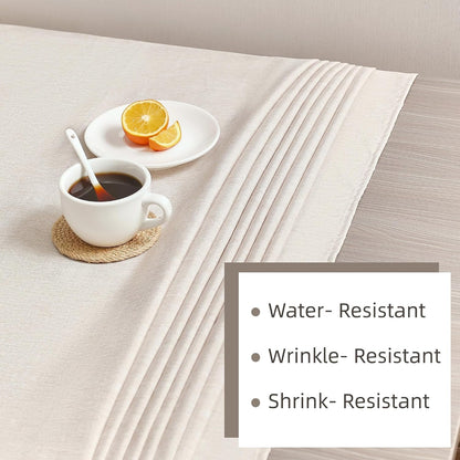 Rectangle Tablecloth Linen Texture Waterproof and Stain-Resistant Table Cloth, Kitchen Dining Table Decoration, 52 X 70 Inch Fabric Beige3