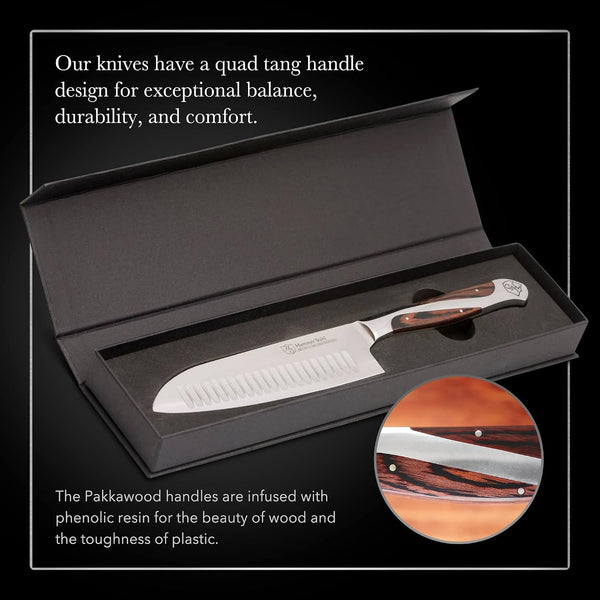 5.5 Inch Japanese Style Santoku Knife |  | High Carbon Stainless Steel Kitchen Knife | Razor Sharp Multipurpose Chopping Knife for Meat, Vegetable & Fruit with Ergonomic Handle & Gift Box4