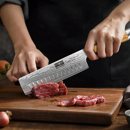 Damascus Nakiri Knife 6.5", Sharp Kitchen Knife for Vegetables5