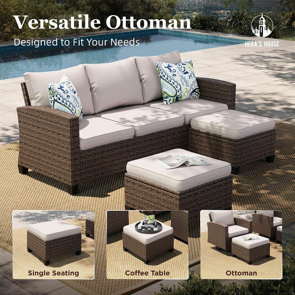 Swivel Glide Patio Furniture Set with Fire Pit Table Wicker8