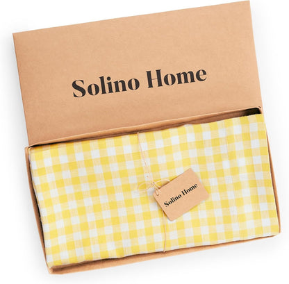100% Pure Linen Tablecloth Yellow, Gingham Check 60 X 156 In4