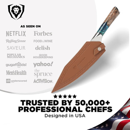 Chef Knife - 8 Inch - Valhalla Series - Premium 9CR18MOV HC Steel - Celestial Resin & Wood Handle - Razor Sharp - Kitchen Cooking Chef'S Knife - Leather Sheath6