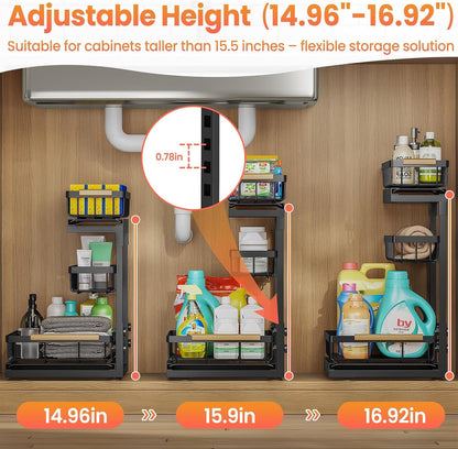 Under Sink Organizer and Storage for Bathroom and Kitchen - 2 Pack 3 Tier6