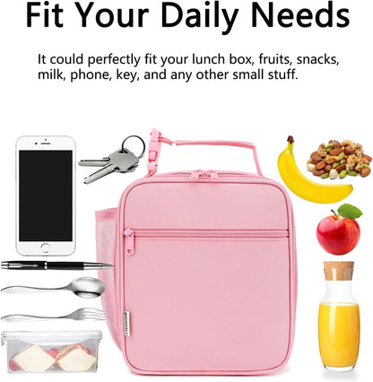 Lunch Box for Kids Boys Girls Men Women, Insulated Small Soft Cooler Lunch Bag Kit for School Work Picnic Travel - Reusable Portable Lunchbox, Pink6