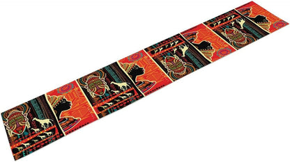 Boho African Table Runner, Bohemian Masks Giraffe African Ethnic Theme Kitchen Dinning Table Runner for Indoor Outdoor Home Wedding Party Holiday Decor, 13X90 Inch8
