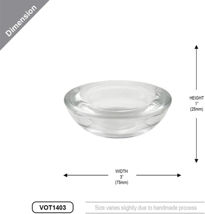 WGV Sturdy Tea Light Votive Candle Holder 3" W, Clear Heavy Thick Chubby Plate Bowl Glass, Small Accent Decor, 1 Pc3
