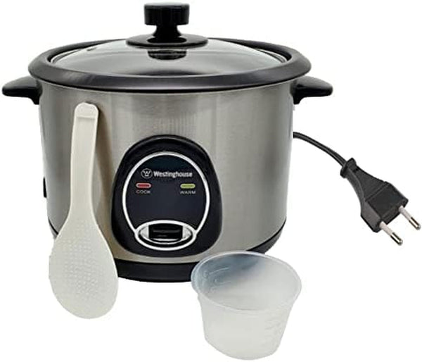 Westinghouse 220 Volts Rice Cooker 16 Cup, Non Stick Cooking Pot, Measuring Cup, Keep Warm Function-Stainless Steel-1000W (NOT for USE in USA)3