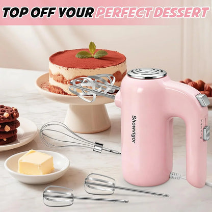 Hand Mixer, 5-Speed Electric Whisk with Turbo Boost Includes 6 Stainless Steel Attachments - Great Stand Mixer Alternative for Baking Cakes, Bread & More6