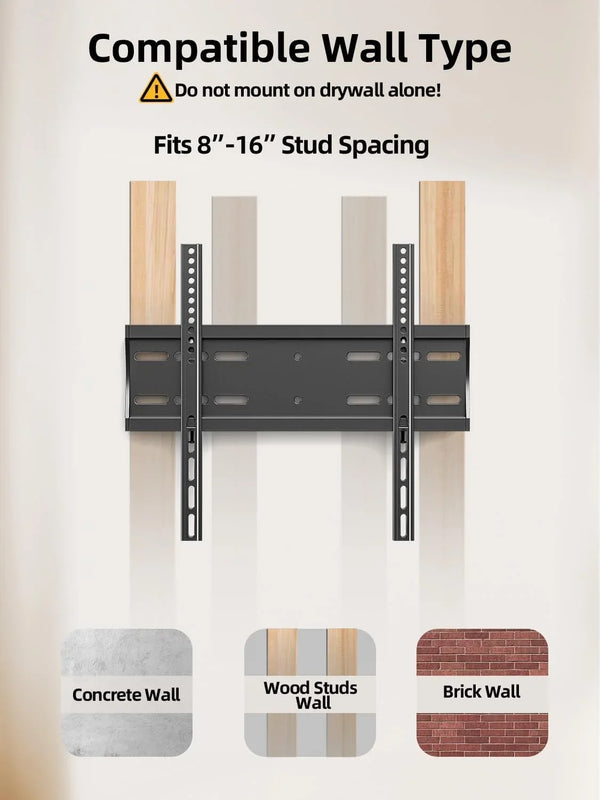 43 50 55 Inch Fixed Low Profile TV Wall Mount for 24-65 Inch LED/LCD & Flat/Curved Tvs, Universal Wall Mount Bracket with Safe Lock, Max VESA 400X400Mm, up to 99Lbs & 16 '' Stud7