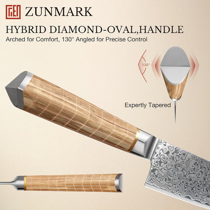 8 Inch Chef Knife, 67-Layer Damascus Steel Pro Kitchen Knife with Unique Hybrid Octagonal-Oval Olive Wood Handle, 10Cr15Comov Super Steel, Ultra-Sharp 13° Blade5