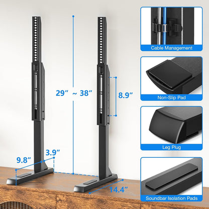 Table Top TV Stand with Height Adjustable TV Legs for 37-90 Inch Tvs | TV Stands Base with Cable Management for Flat/Curved Tvs, Steel TV Feet Replacement Holds up to 150 Lbs, Max VESA 800X600Mm6