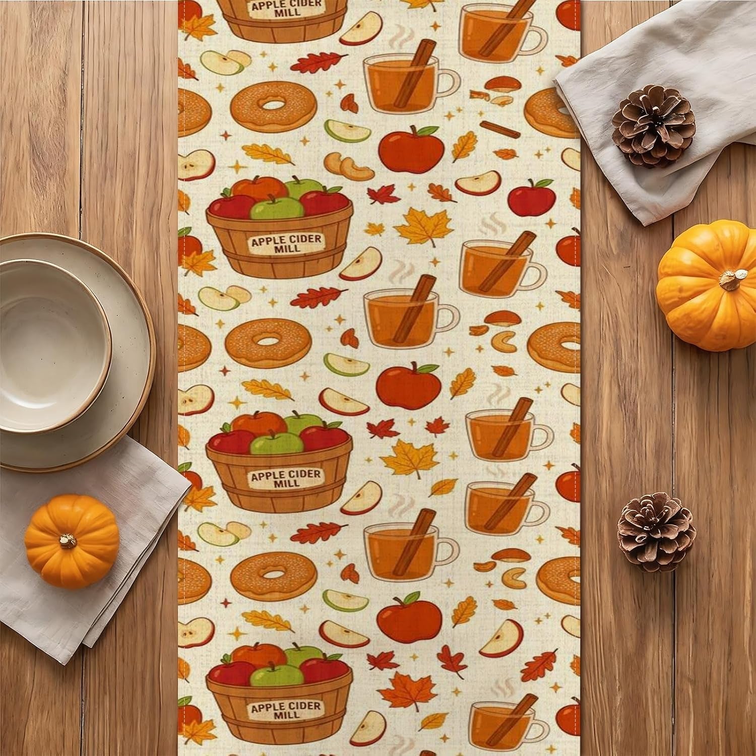 fall-harvest-table-runner-cozy-fruits-cider-donuts-leaves-autumn-kitchen-dining-decor-for-family-gatherings-holiday-celebrations-13x108-inch