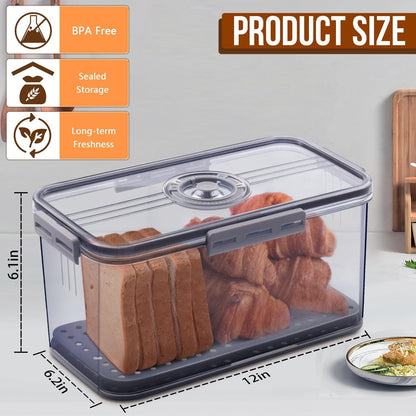 Bread Box Bread Boxes for Kitchen Counter Airtight, Time Recording Bread Storage Container with Lid, Bread Keeper for Homemade Bread, Toast, Bagel, Donut and Cookies, Grey2