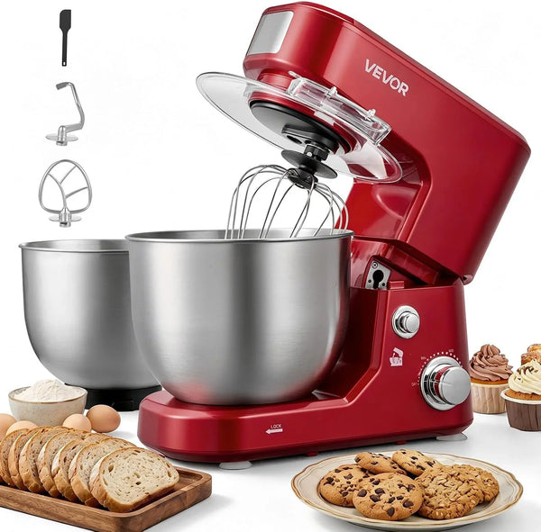 5.3+4.2 Qt Tilt Head Stand Mixer 400W Electric Dough Mixer, 3 Speeds Food Kitchen Mixer with Stainless Steel Bowl, Splash Guard, Dough Hook, Whisk, Beater, for Baking Mixing Whipping1