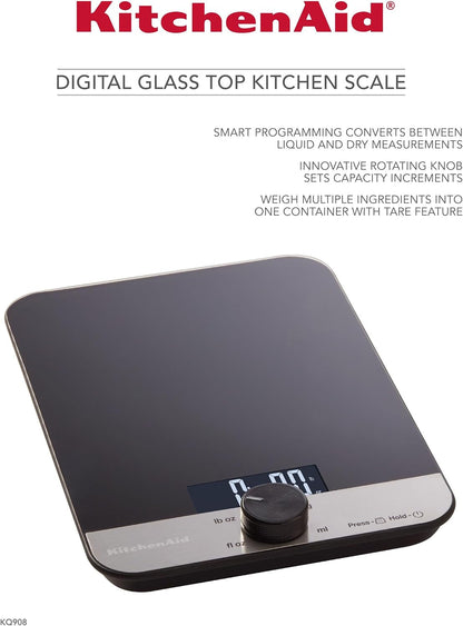 Kitchenaid KQ908 Glass Surface 11 Pound Capacity Digital Kitchen and Food Scale, Scale for Food Ounces and Grams, Dry and Liquid Ingredients, Black4