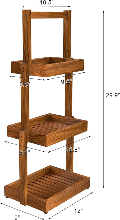 Teak Shower Shelf Bathroom Organizer - 3 Tier3