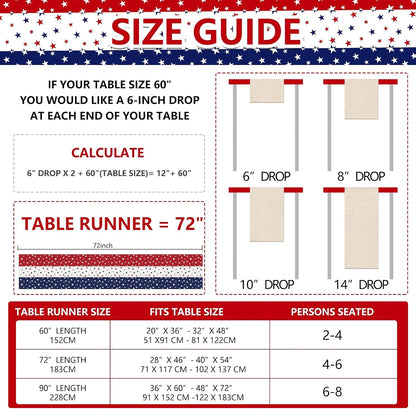 72 X 13 Inches Patriotic Table Runner, Red White and Blue Star Print American Flag Runner for 4Th of July, Memorial Day, Veterans Day, and Independence Day Table Top Kitchen Decorations8