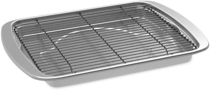 Oven Crisp Baking Tray 2Pc Set Includes Pan and Rack; Natural Aluminum for Air Frying, Crisping, Broiling, Baking; Cooking Surface 17 X 12 Inches4