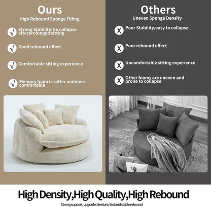 Oversized Chenille round Sofa, Fluffy Reading Chair for Living Room6