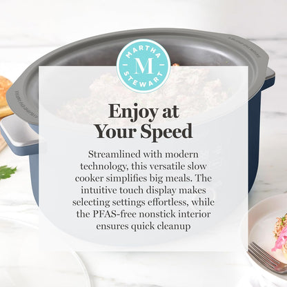 8 Quart Slow Cooker, Ceramic Nonstick Crock, Indigo Blue | 6 Modes, Delay Timer, Keep Warm, Dishwasher Safe Bowl & Glass Lid, Stovetop & Oven Safe Removable Pot, Simmet, Reheat, Warm11