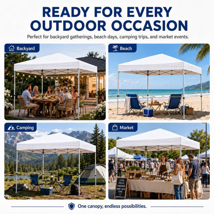 Yaheetech 10X10 Pop up Canopy Tent 1-Button One Person Quick Setup, White | Portable Easy Set-Up Commercial Gazebo Equipped with Wheeled Bag & 4 Sandbags, Fit for Home Party and Outdoor Events4