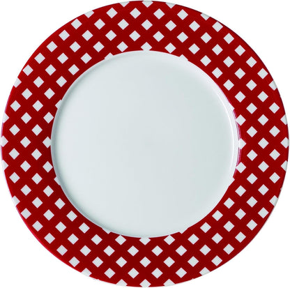 Kenna Red 16-Piece Porcelain Dinnerware Set, Service for 45