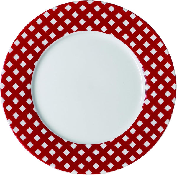 Kenna Red 16-Piece Porcelain Dinnerware Set, Service for 45